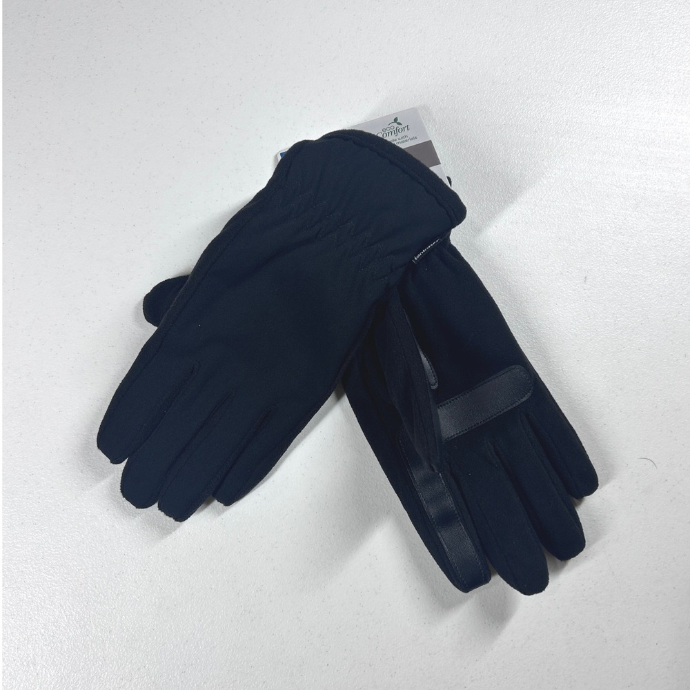 Isotoner Mens SmartDri Black‎ MD Fleece Gloves Repels Rain Snow Eco Comfort NEW